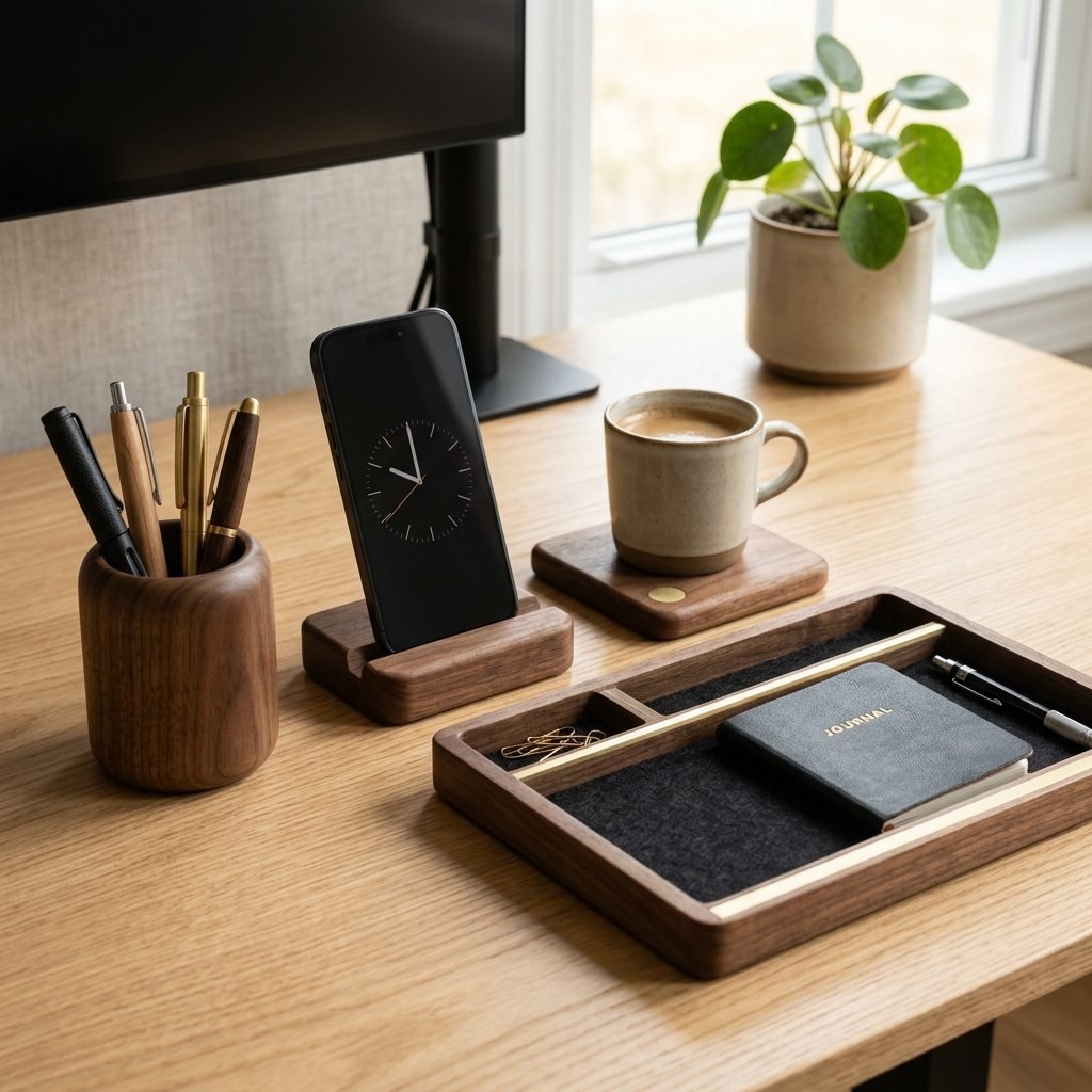 Minimalist Wood Desk Set