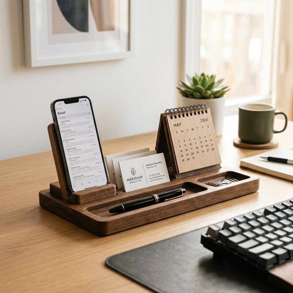 Executive Wood Desk Organizer