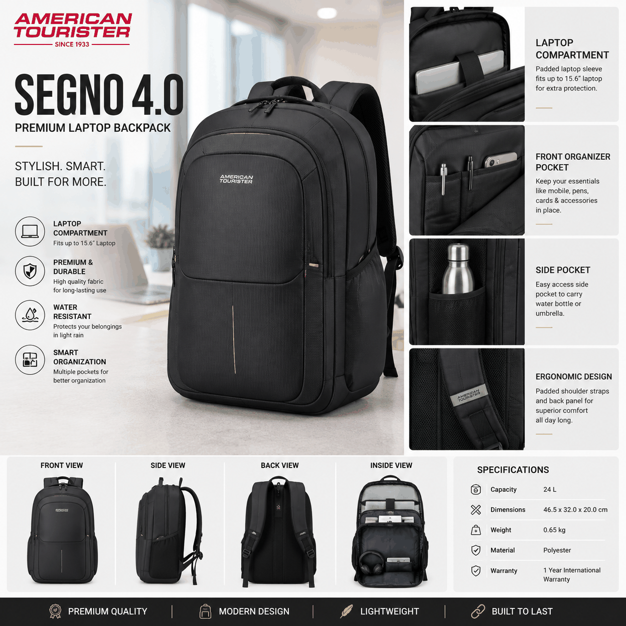 American Tourister Segno 4.0 Premium Laptop Backpack image 3