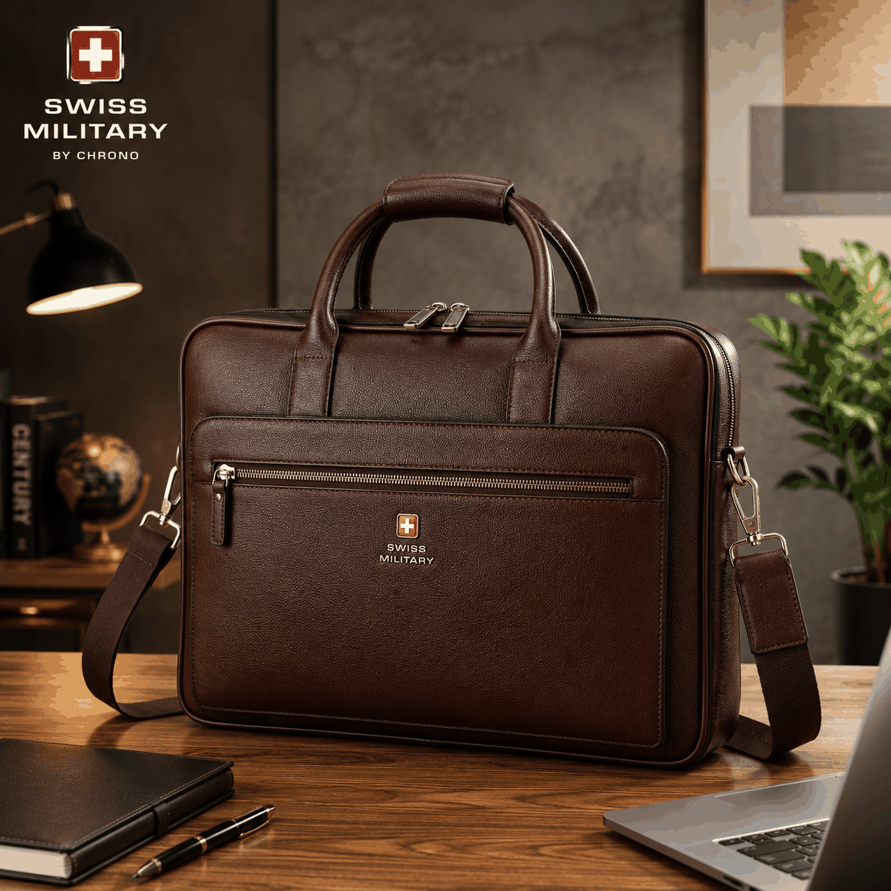 Swiss Military Leather Laptop Bag