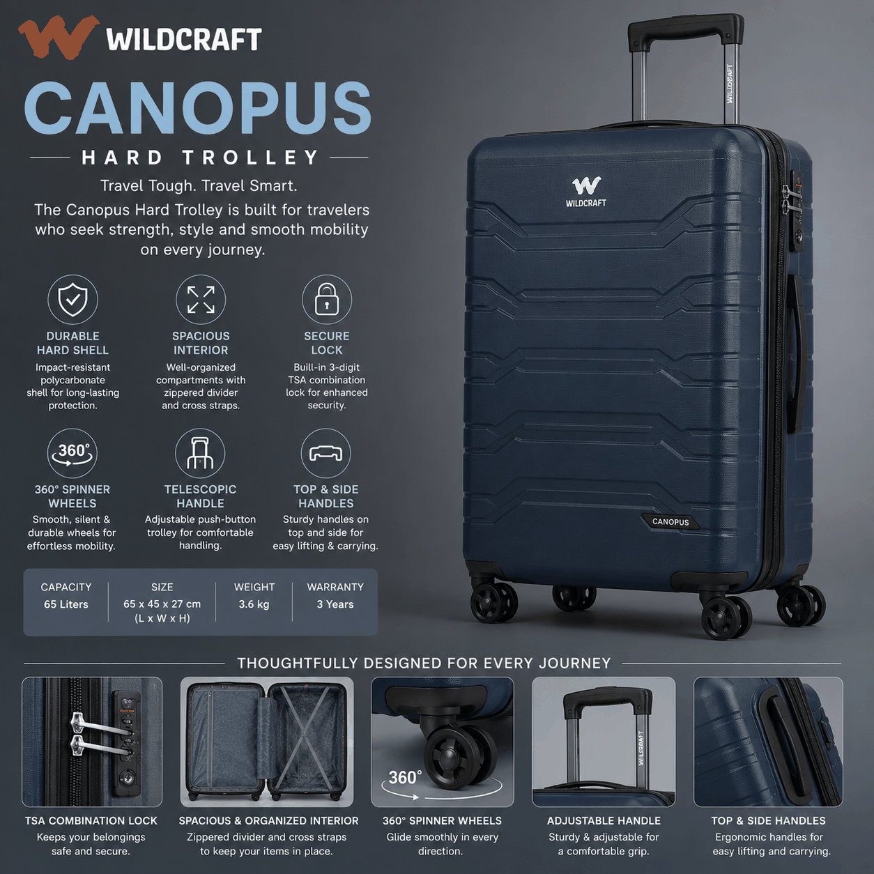Wildcraft Canopus Hard Trolley image 6
