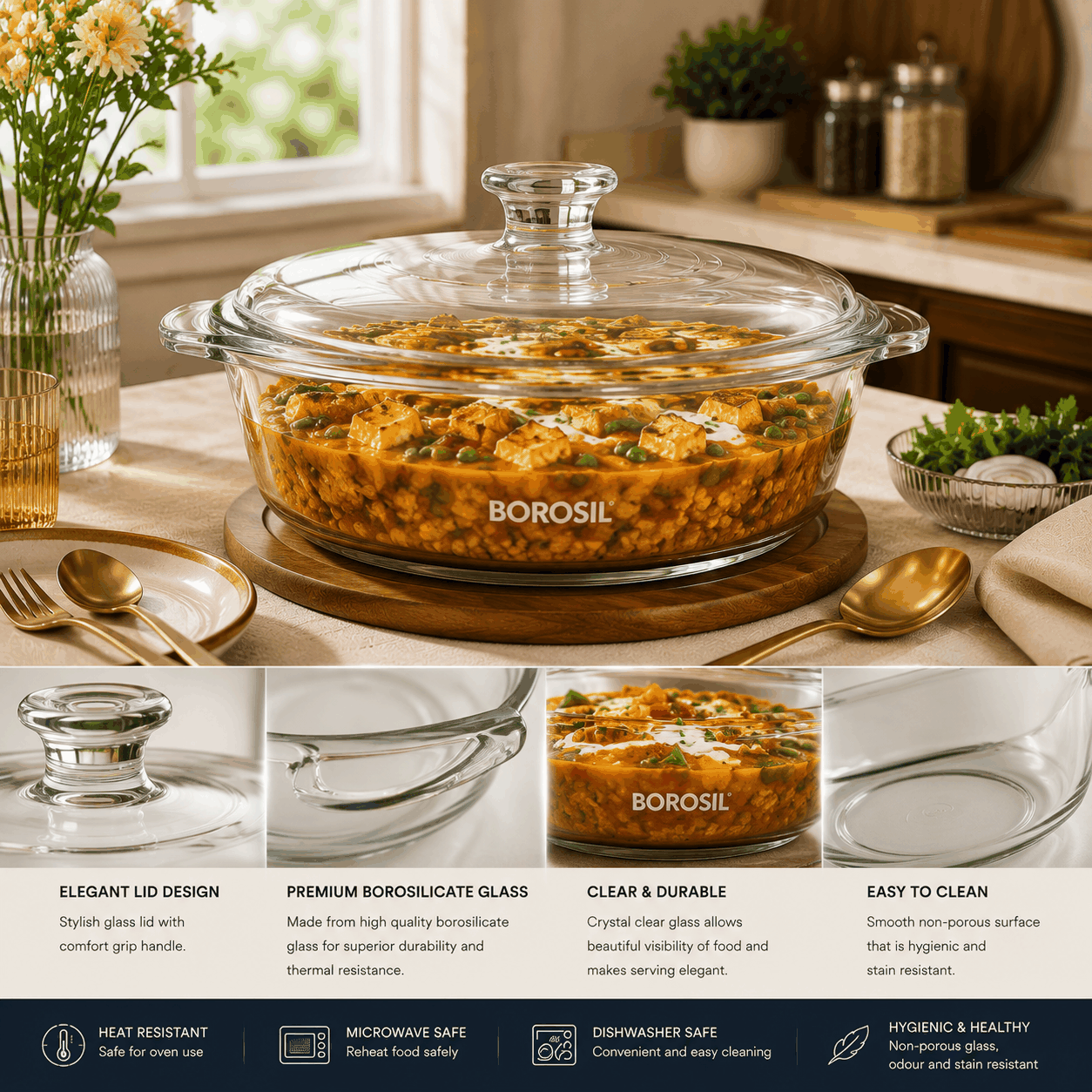Borosil Glass Casserole with Lid image 3