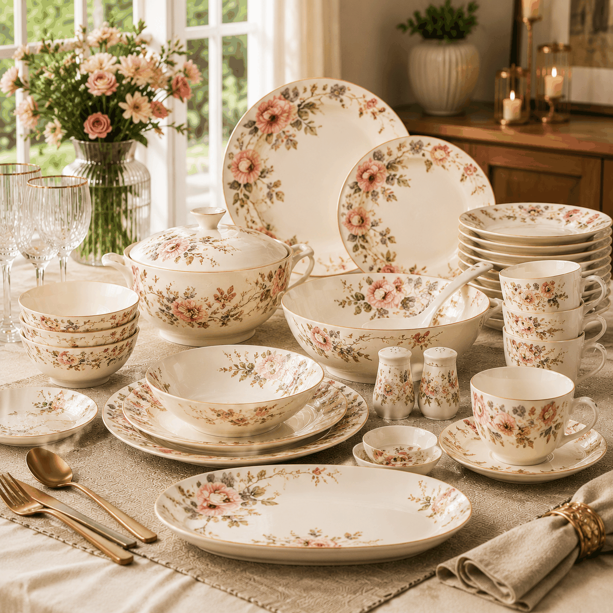 Clay Craft Floral Ceramic Dinner Set image 3