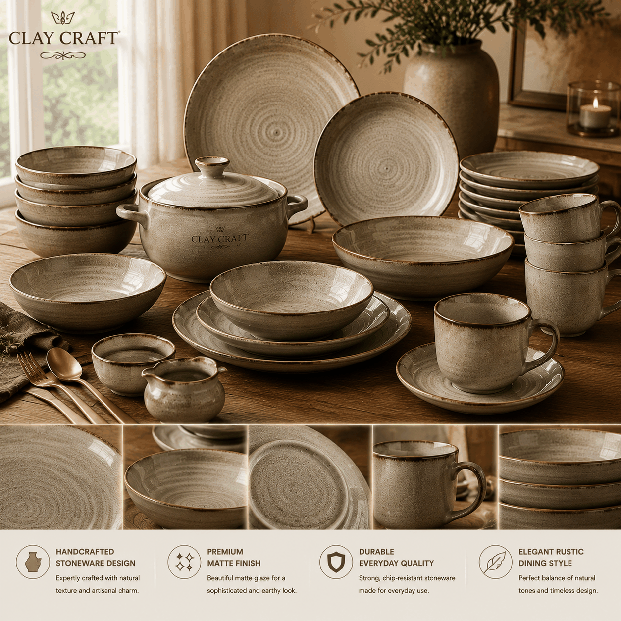 Clay Craft Stoneware Dinner Set image 3