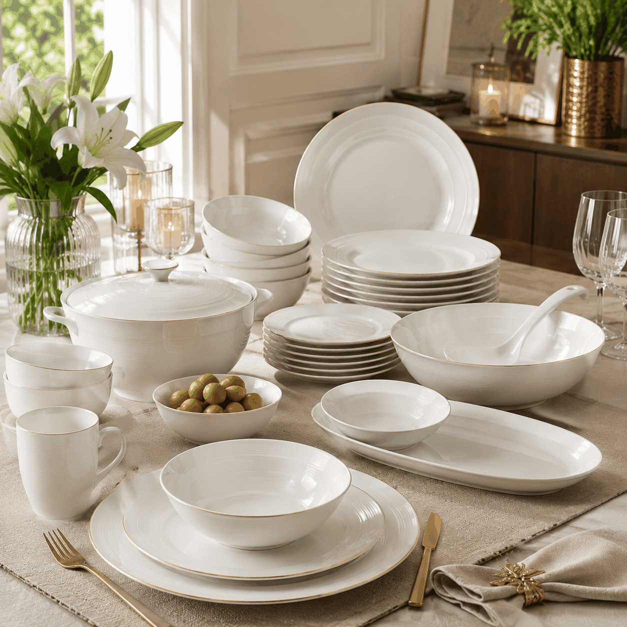 Clay Craft White Porcelain Dinner Set image 3