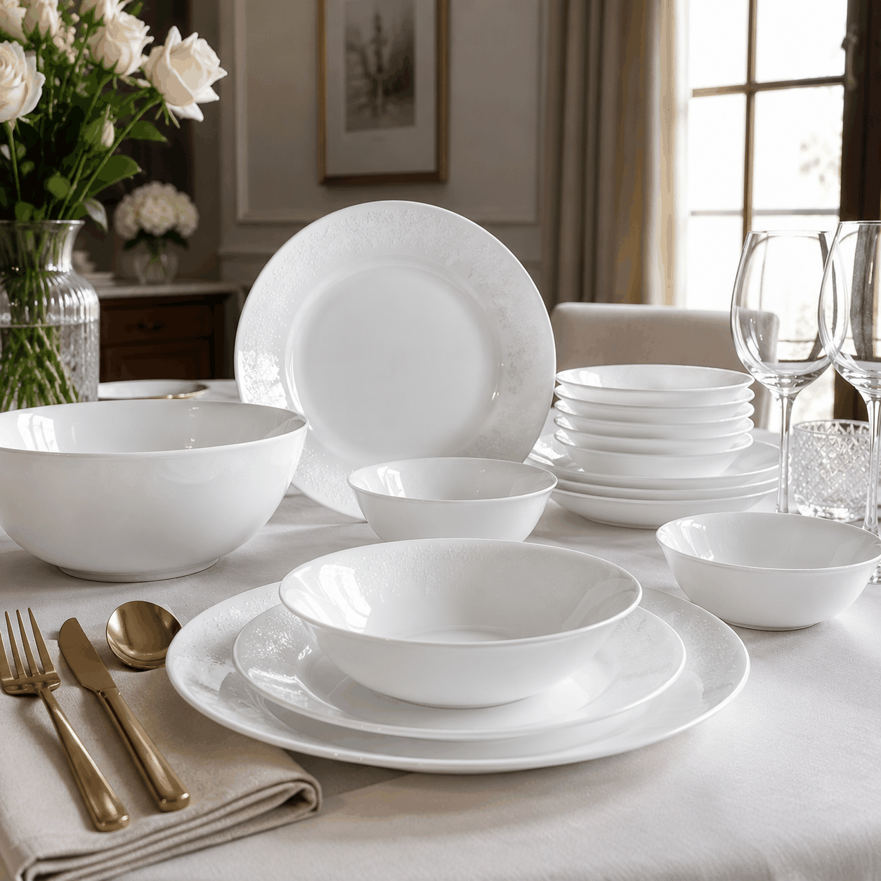 Corelle Winter Frost White Dinner Set image 3