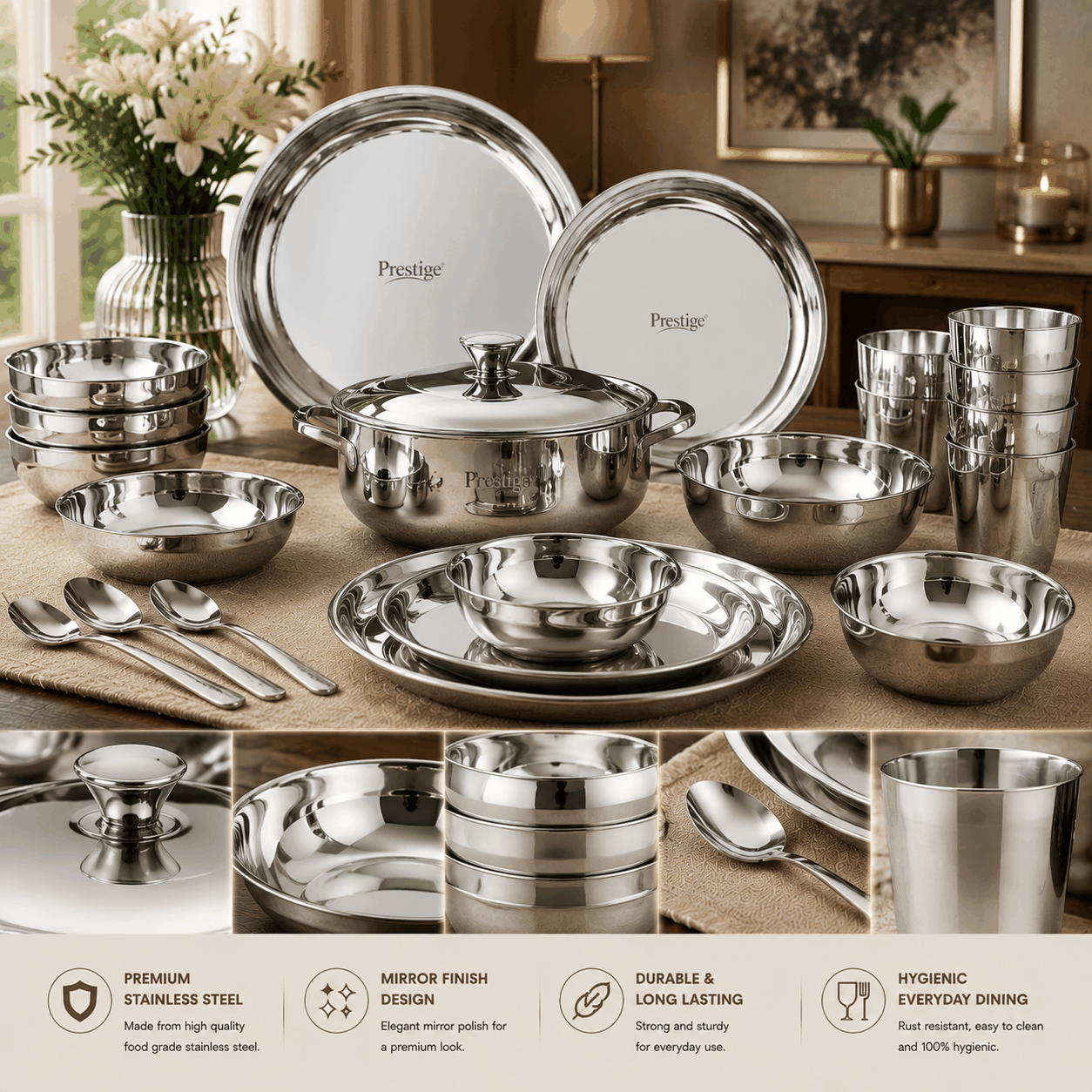 Prestige Stainless Steel Dinner Set image 3