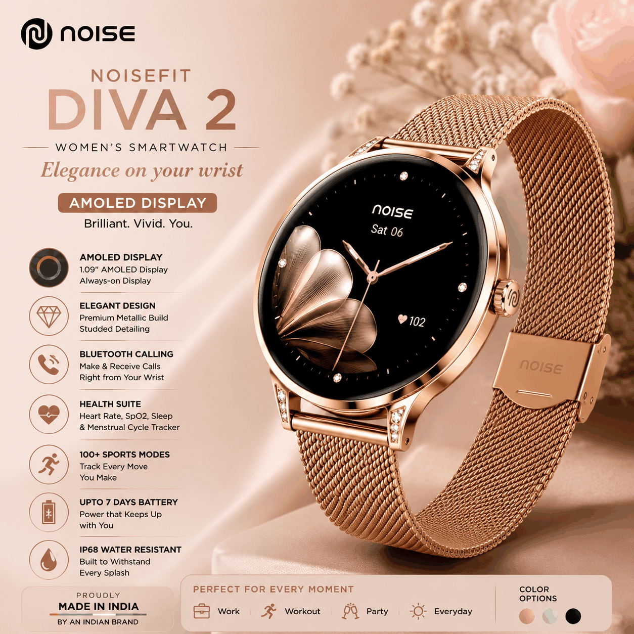 Noise NoiseFit Diva 2 Women_s Smartwatch AMOLED image 4