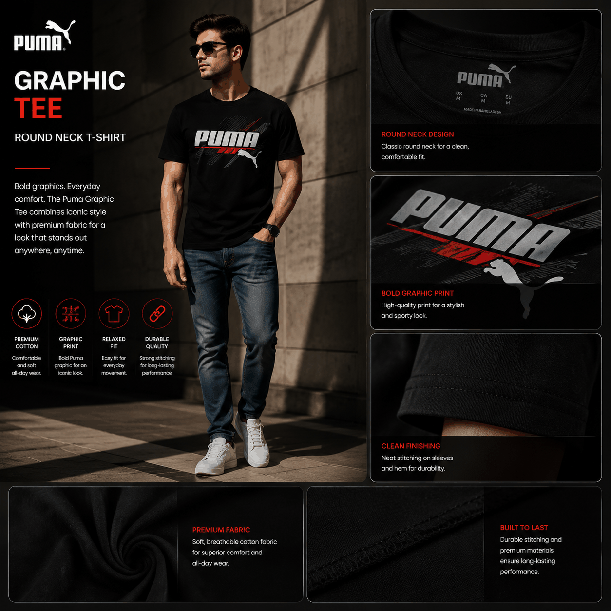Puma Graphic Tee – Premium Men's Round Neck T-Shirt