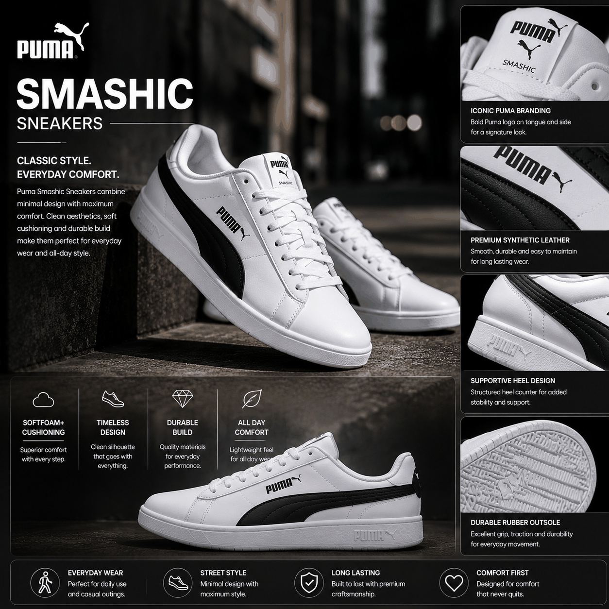 Puma Smashic Sneakers – Premium Men's Casual Sneakers