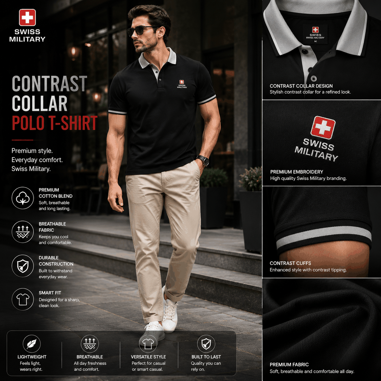 Swiss Military Contrast Collar Polo