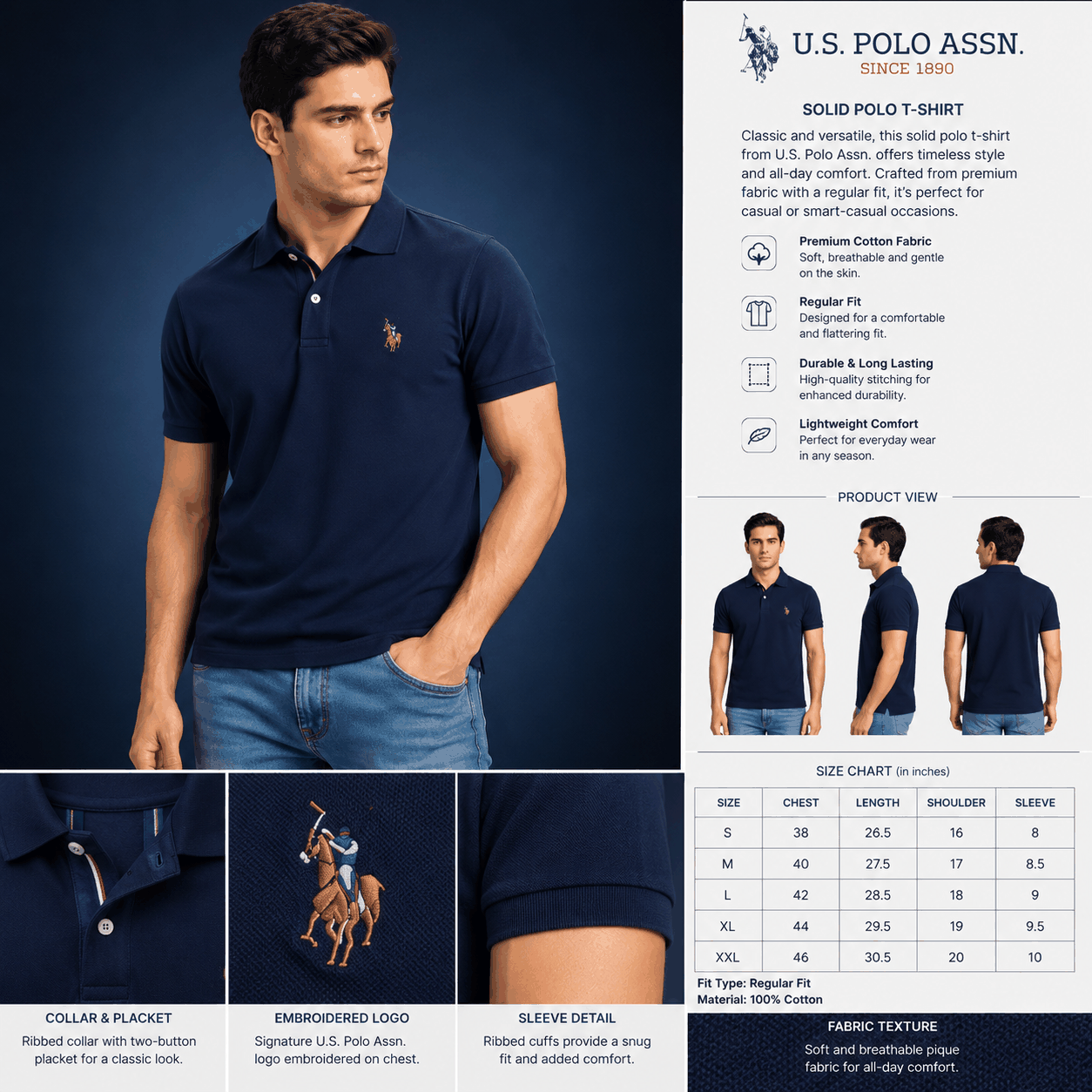 U.S. Polo Assn. Solid Polo T-Shirt – Premium Men's Polo T-Shirt image 4
