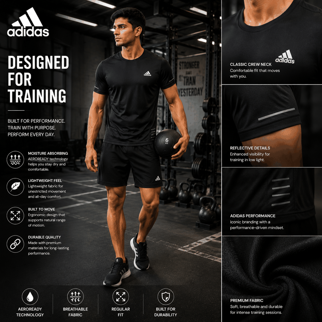 Adidas Designed for Training Tee – Performance Training T-Shirt