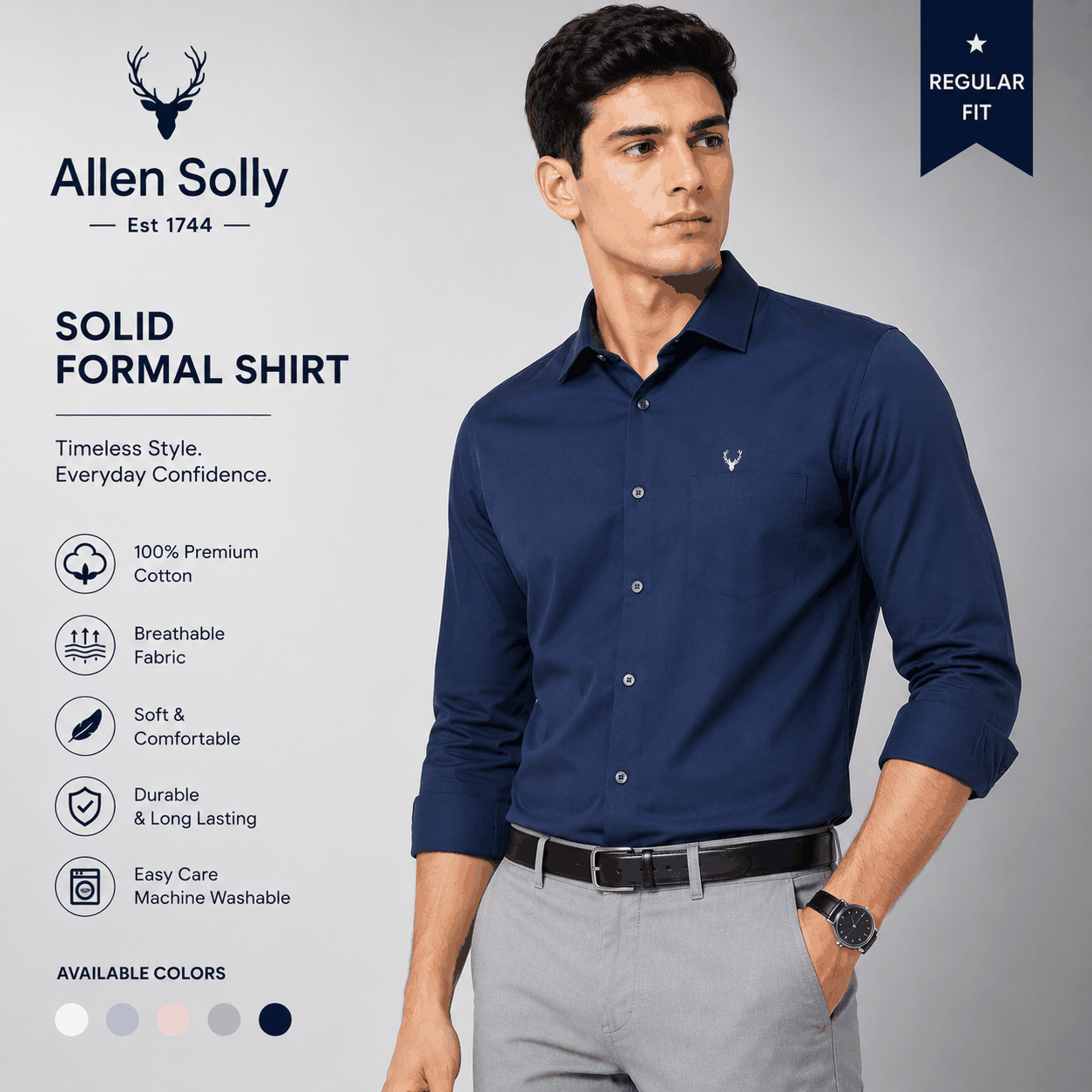 Allen Solly Solid Formal Shirt – Premium Men's Formal Shirt