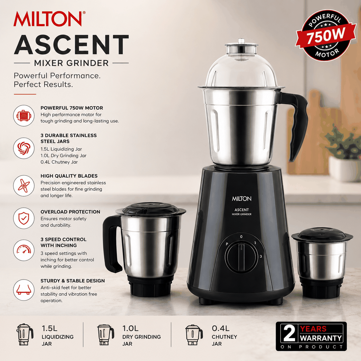 Milton Ascent Mixer Grinder Milton Ascent Mixer Grinder