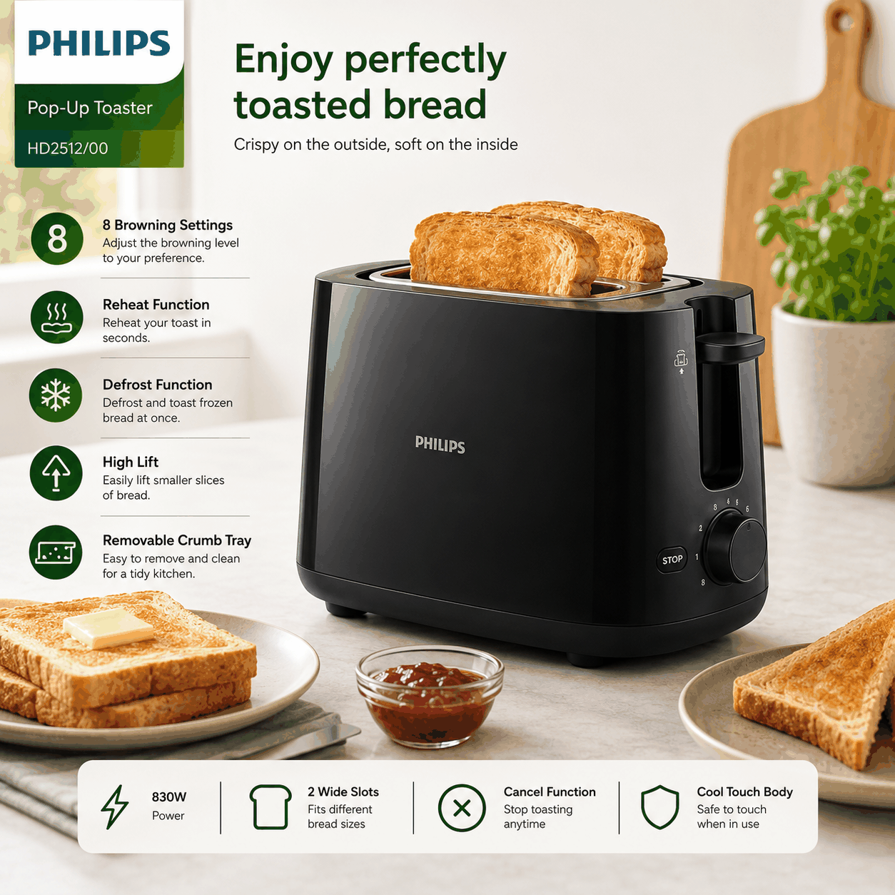 Philips Philips Pop-Up Toaster HD2512-00